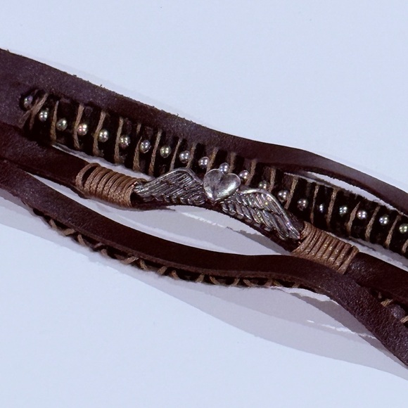 Jewelry - Brown Leather Bracelet with Silver Accents